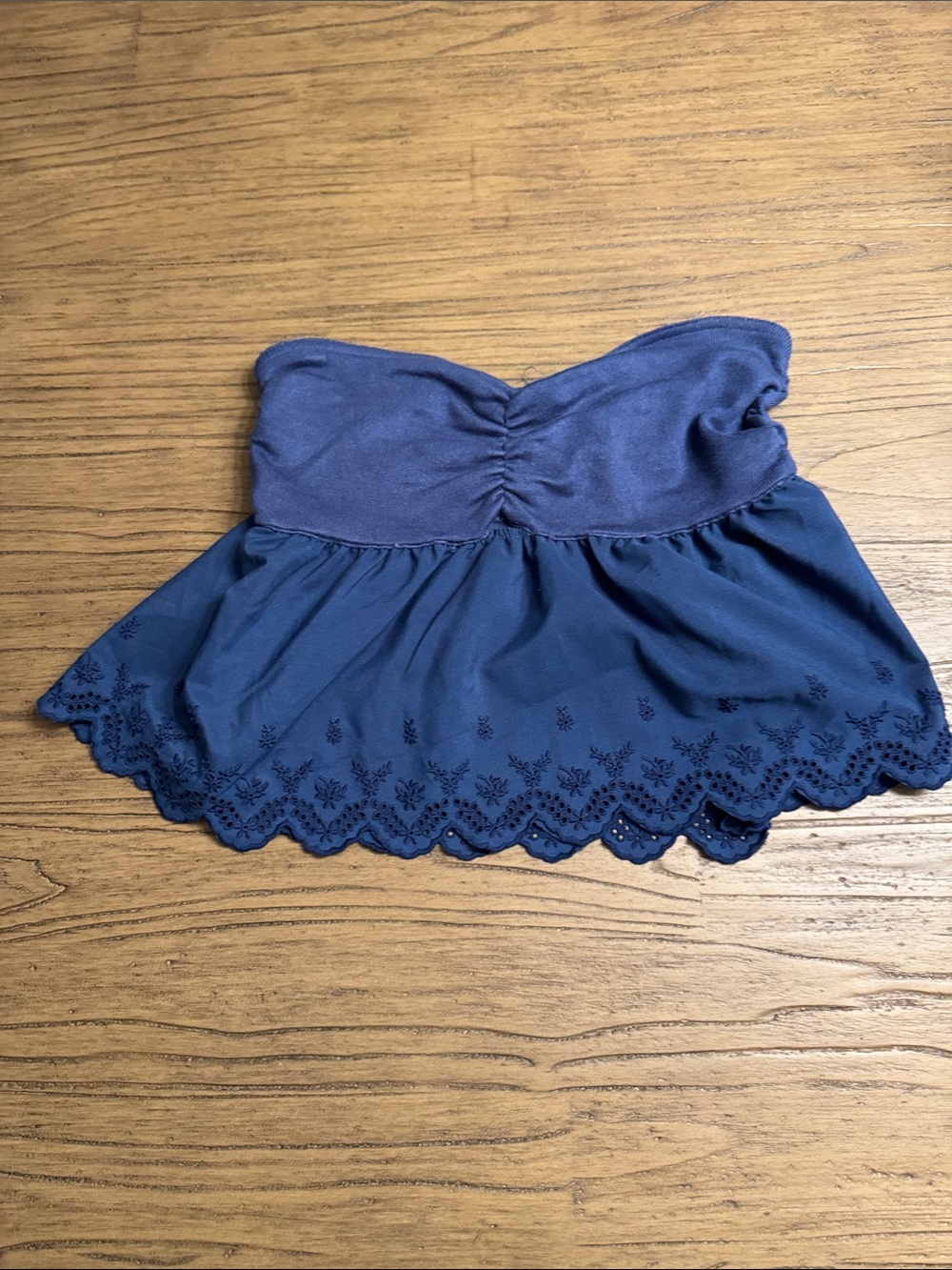 wild fable Navy Blue Strapless Eyelet tube top